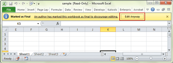 how to remove read only from excel